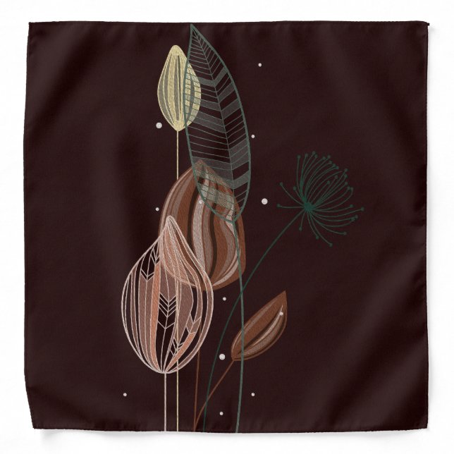 Abstract Pink & Gold Tulips Minimalist Botanical  Bandana (Front)