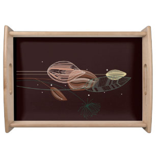 Abstract Pink & Gold Tulips Minimalist Botanical Serving Tray