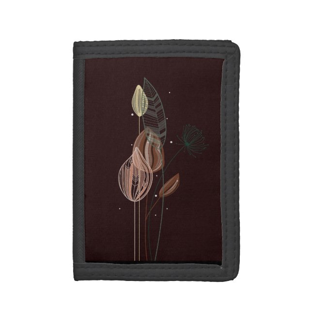 Abstract Pink & Gold Tulips Minimalist Botanical  Trifold Wallet (Front Vertical)
