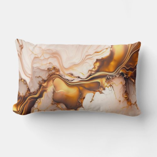 Abstract Pink Gold White Bronze Lumbar Pillow