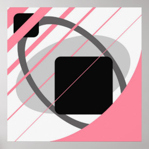 Abstract Pink Gray Off-White Black AP0002 Poster