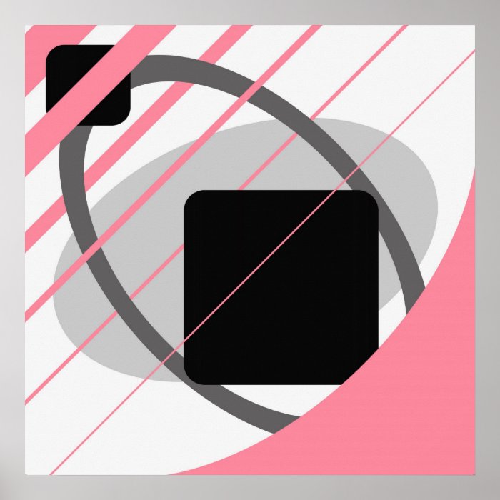 Abstract Pink Gray Off White Black AP0002 Posters