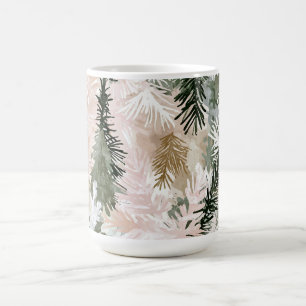 Abstract Pink Green Christmas trees Coffee Mug
