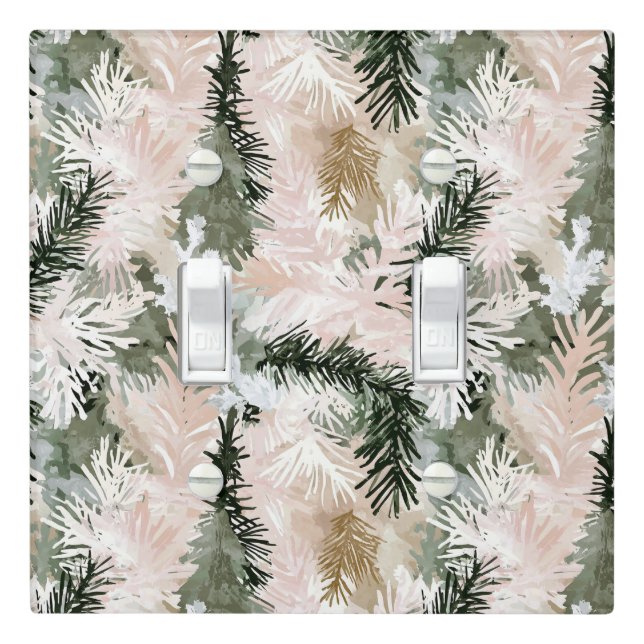 Abstract Pink Green Christmas trees Light Switch Cover (In Situ)