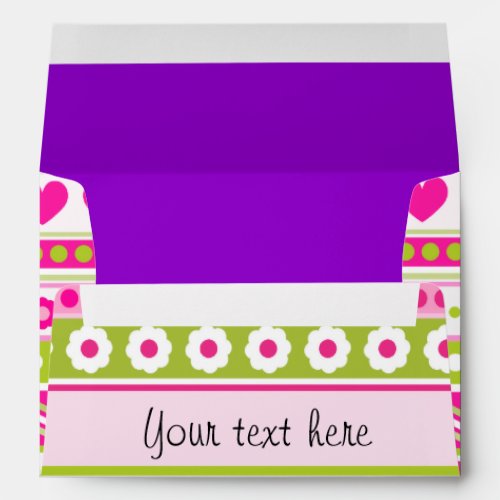 Abstract Pink green pattern  dots flowers hearts Envelope
