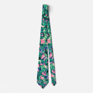Abstract Pink Green Pattern Stylish Modern Gift Neck Tie