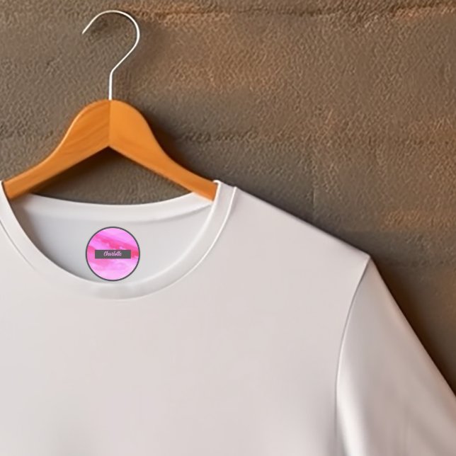 Abstract pink  grey watercolor with name Labels (Creator Uploaded)