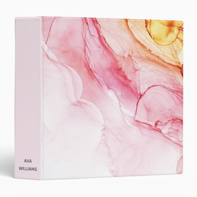 Abstract Pink Ink Paint 3 Ring Binder (Front/Spine)