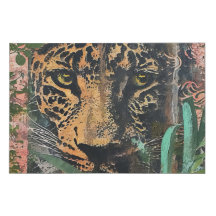 abstract pink jungle cat landscape