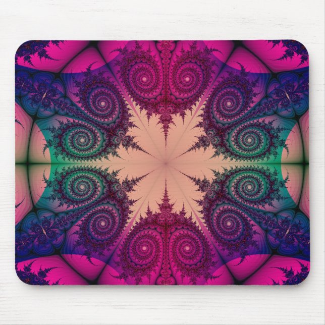 Abstract Pink Kaleidoscope Fractal design Mouse Pad (Front)