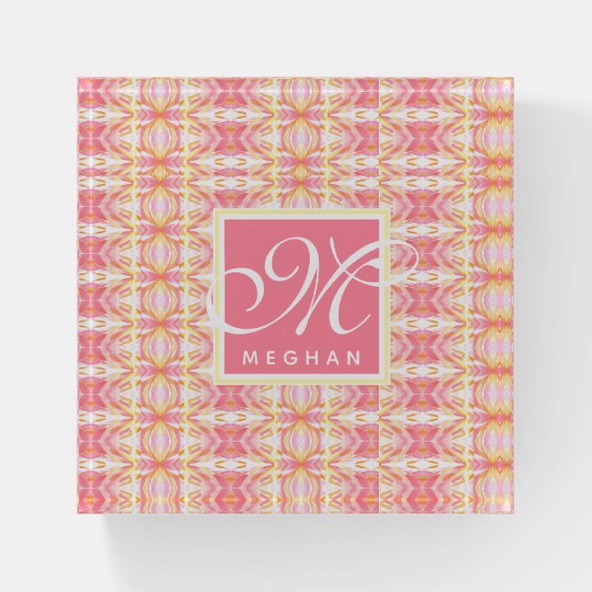 Abstract Pink Kaleidoscope Pattern - Monogram