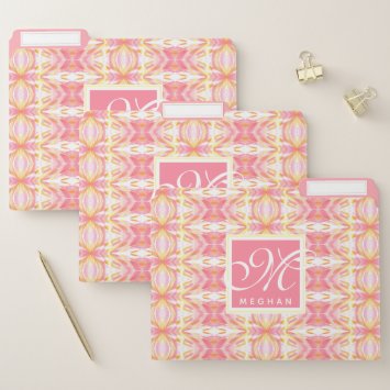 Abstract Pink Kaleidoscope Patterned - Monogram