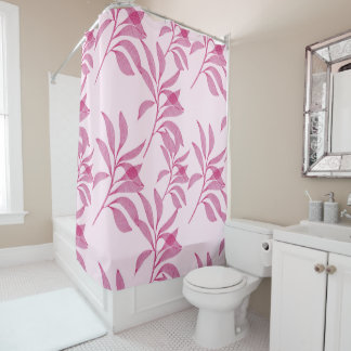 Abstract Pink Leaf Pattern Shower Curtain