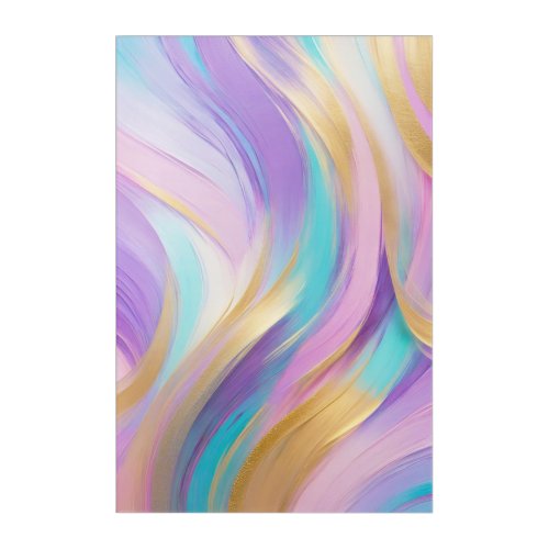 Abstract Pink Lilac Turquoise Gold Acrylic Print