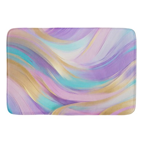 Abstract Pink Lilac Turquoise Gold Bath Mat