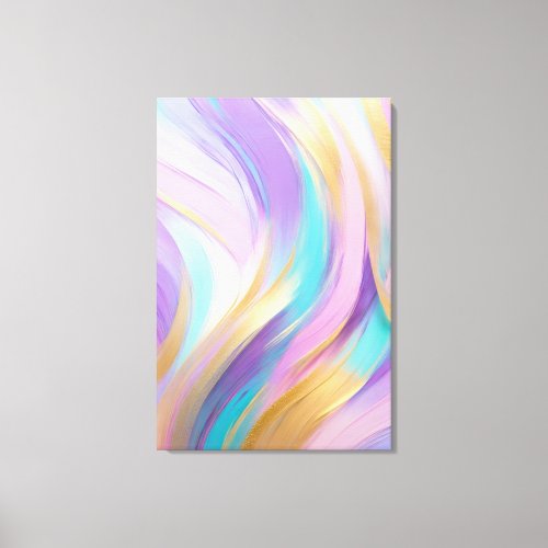 Abstract Pink Lilac Turquoise Gold Canvas Print