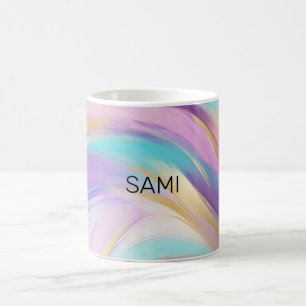 Abstract Pink Lilac Turquoise Gold Coffee Mug