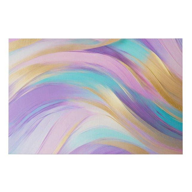 Abstract Pink Lilac Turquoise Gold Faux Canvas Print (Front)