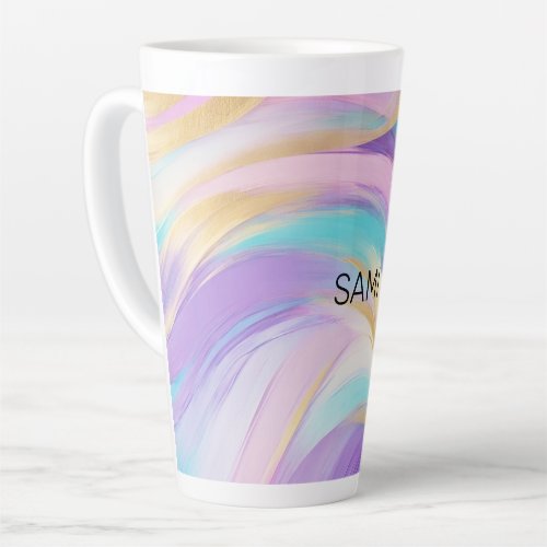 Abstract Pink Lilac Turquoise Gold Latte Mug