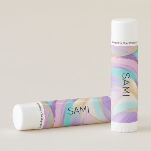 Abstract Pink Lilac Turquoise Gold Lip Balm