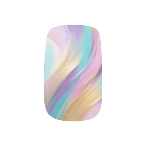 Abstract Pink Lilac Turquoise Gold Minx Nail Art