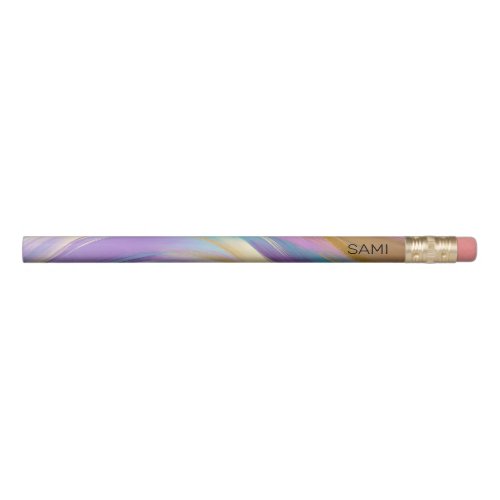 Abstract Pink Lilac Turquoise Gold Pencil