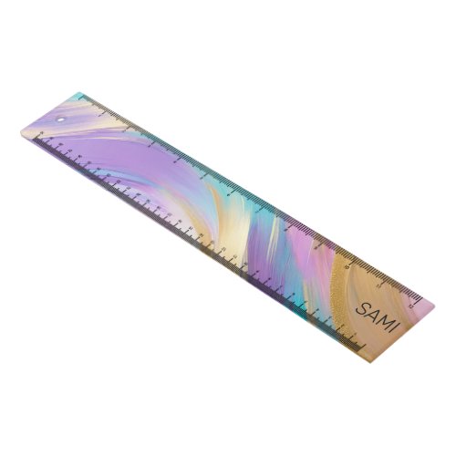 Abstract Pink Lilac Turquoise Gold Ruler