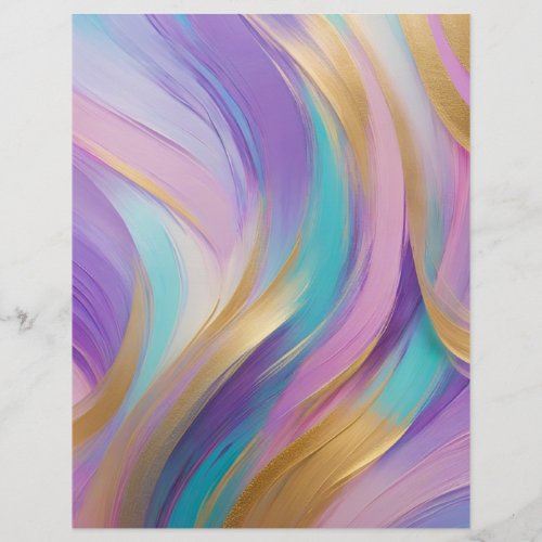 Abstract Pink Lilac Turquoise Gold Scrapbook Paper