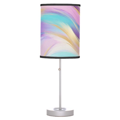 Abstract Pink Lilac Turquoise Gold Table Lamp