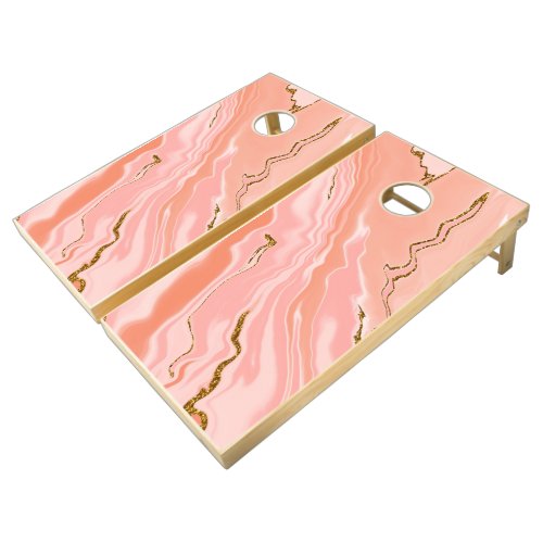 Abstract Pink Liquid Background Cornhole Set