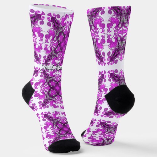 Abstract pink mandala psychedelic butterfly socks