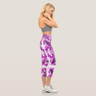 Abstract pink mandala, psychedelic butterfly swirl capri leggings