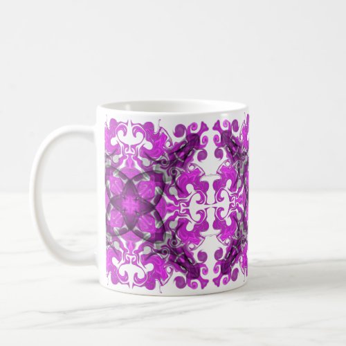 Abstract pink mandala psychedelic butterfly swirl coffee mug