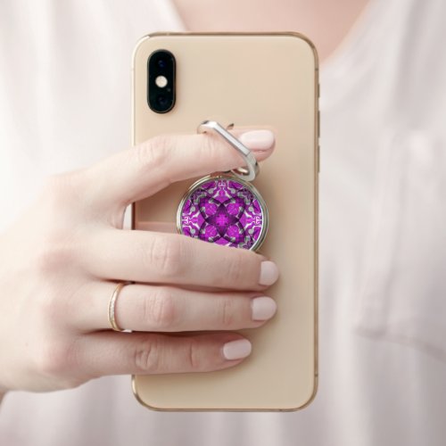 Abstract pink mandala psychedelic butterfly swirl phone ring stand