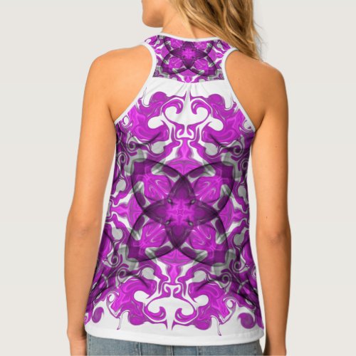 Abstract pink mandala psychedelic butterfly swirl tank top