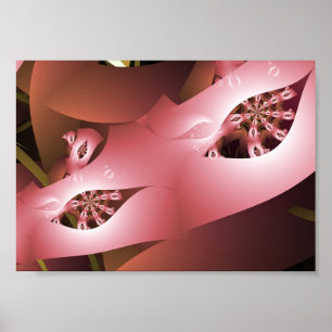 Abstract Pink Masquerade Mask Fractal Art Poster