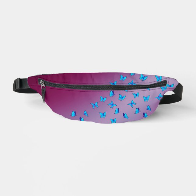 Abstract Pink Moon and Butterflies  Fanny Pack (Front)
