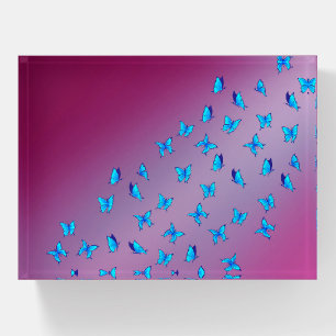 Abstract Pink Moonbeams and Butterflies Paperweight