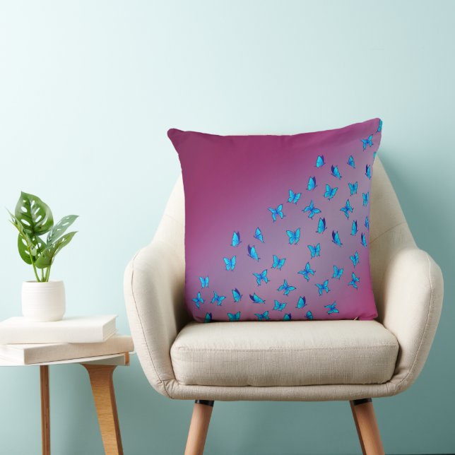 Abstract Pink Moonbeams and Butterflies  Throw Pillow (Chair)