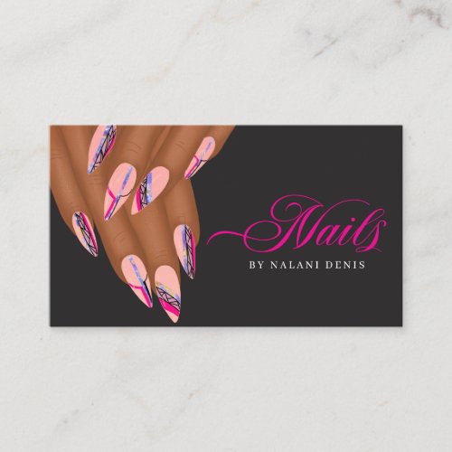 Abstract Pink Nail Artist  Business Card
