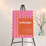 Abstract Pink Orange Custom 21st Birthday Welcome Foam Board<br><div class="desc">Abstract Checkered Art Pink Orange Custom 21st Birthday Welcome Sign</div>