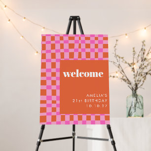 Abstract Pink Orange Custom 21st Birthday Welcome Foam Board