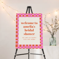 Abstract Pink Orange Custom Bridal Shower Welcome 