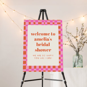 Abstract Pink Orange Custom Bridal Shower Welcome  Foam Board