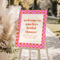 Abstract Pink Orange Custom Bridal Shower Welcome