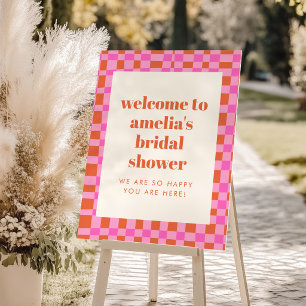 Abstract Pink Orange Custom Bridal Shower Welcome Foam Board