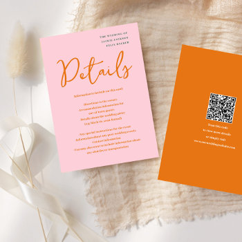 Abstract Pink & Orange Fun Colors Wedding Enclosure Card by CartitaDesign at Zazzle