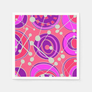 Abstract, pink & orange geoshape designs napkins