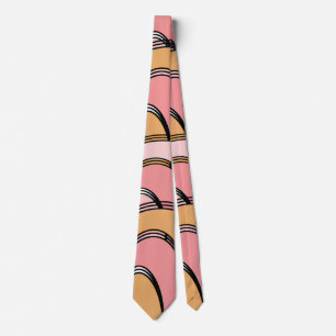 Abstract Pink Orange Hand Drawn Pattern Neck Tie