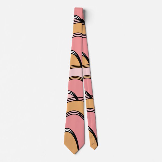Abstract Pink Orange Hand Drawn Pattern Neck Tie (Front)